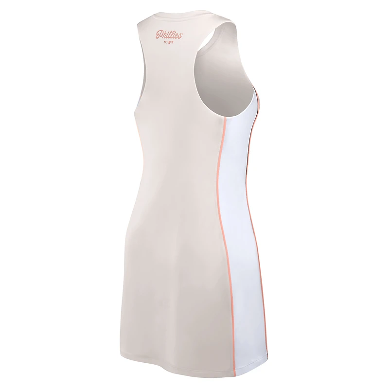 Women's Fanatics Cream Philadelphia Phillies Studio Boost Athletic Half-Zip Dress