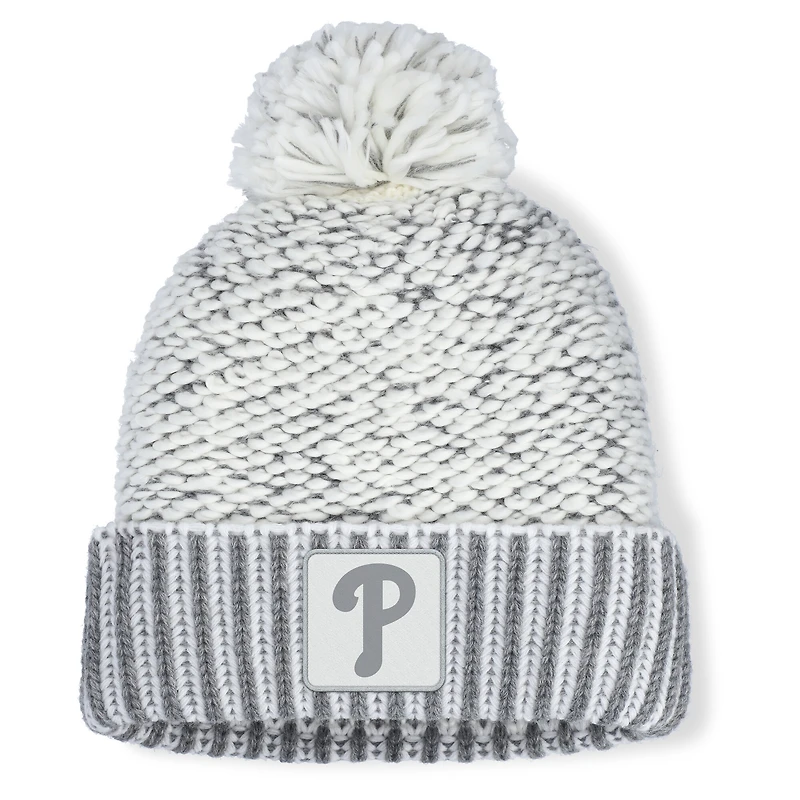 Pull à revers et pompon Fanatics gris chiné pour femme des Philadelphia Phillies