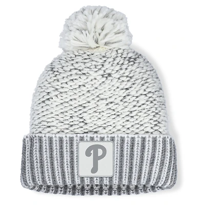 Pull à revers et pompon Fanatics gris chiné pour femme des Philadelphia Phillies