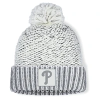 Pull à revers et pompon Fanatics gris chiné pour femme des Philadelphia Phillies
