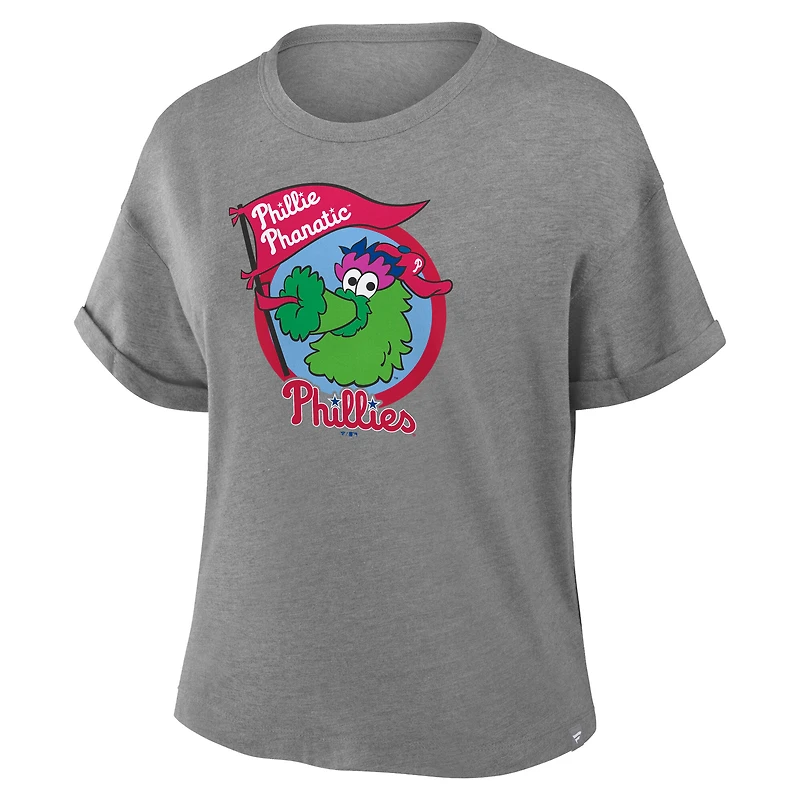 Women's Fanatics Heather Gray Philadelphia Phillies Tribute IYKYK Tri-Blend Boxy T-Shirt