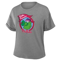 Women's Fanatics Heather Gray Philadelphia Phillies Tribute IYKYK Tri-Blend Boxy T-Shirt