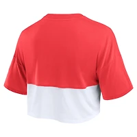 Women's Fanatics Heather Red/White Philadelphia Phillies Color Split Boxy Cropped T-Shirt