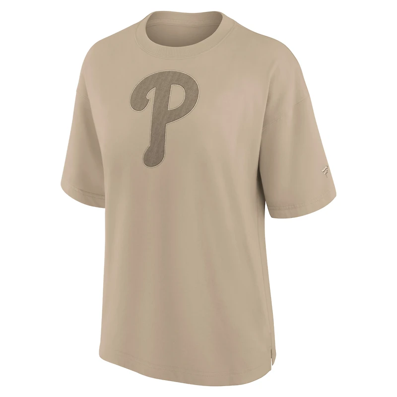 T-shirt surdimensionné kaki Fanatics pour femme avec logo des Philadelphia Phillies