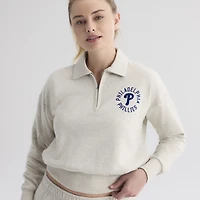 Women's Fanatics Oatmeal Heather Philadelphia Phillies Iconic Terry Quarter-Zip Sweatshirt