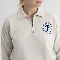 Women's Fanatics Oatmeal Heather Philadelphia Phillies Iconic Terry Quarter-Zip Sweatshirt