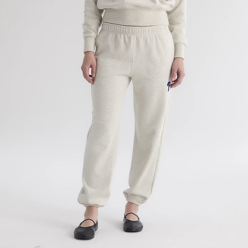 Women's Fanatics Oatmeal Heather Philadelphia Phillies Iconic Terry Track Pants