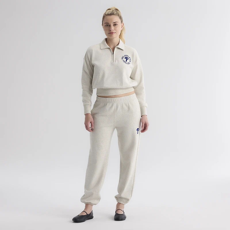 Women's Fanatics Oatmeal Heather Philadelphia Phillies Iconic Terry Track Pants