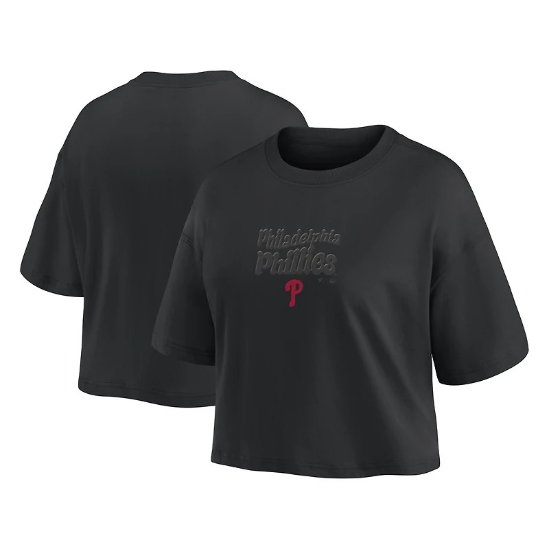 Women's Fanatics Philadelphia Phillies Blackout Wave Cropped Top