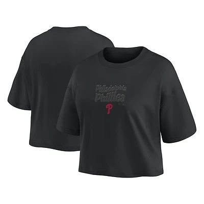 Women's Fanatics Philadelphia Phillies Blackout Wave Cropped Top
