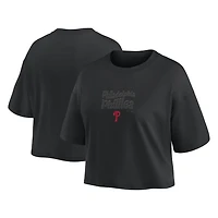 Women's Fanatics Philadelphia Phillies Blackout Wave Cropped Top