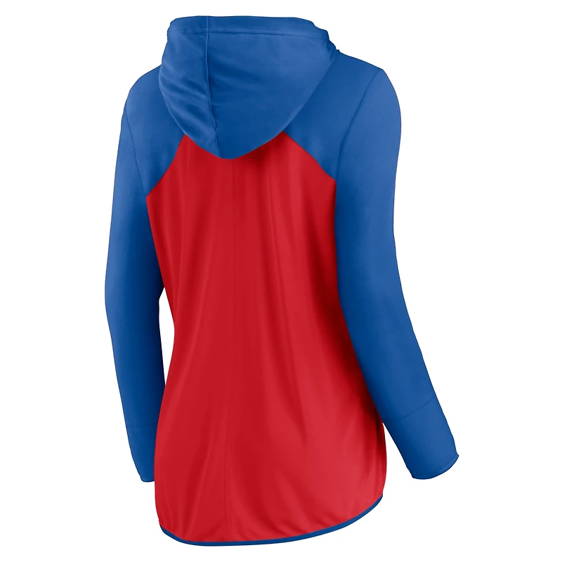 Women's Fanatics Red/Royal Philadelphia Phillies Script Sleeve Full-Zip Hoodie