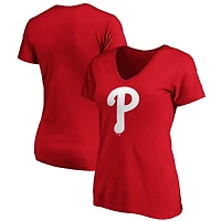 Women's Fanatics Red Philadelphia Phillies Core Official Logo V-Neck T-Shirt
