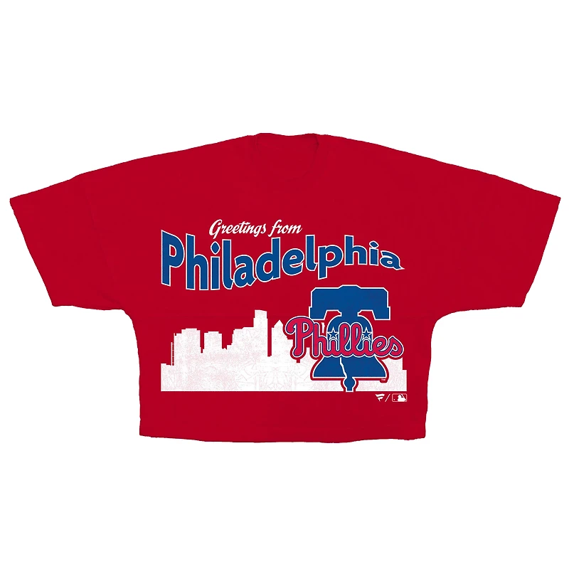 Women's Fanatics Red Philadelphia Phillies Cropped Jersey T-Shirt