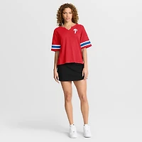 T-shirt rouge Fanatics pour femme, motif Curl Route des Phillies de Philadelphie