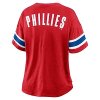T-shirt rouge Fanatics pour femme, motif Curl Route des Phillies de Philadelphie