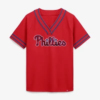 Women's Fanatics Red Philadelphia Phillies Diva Race Ahead Raglan V-Neck T-Shirt