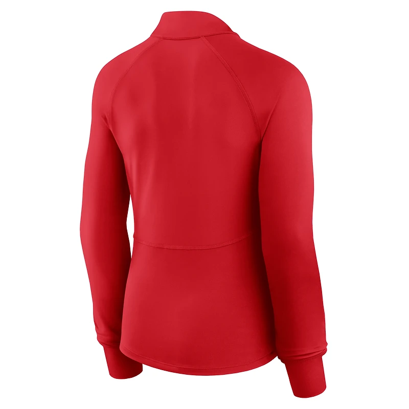 Haut à glissière quart de tour rouge Philadelphia Phillies Elements Raglan Tri-Blend pour femme Fanatics