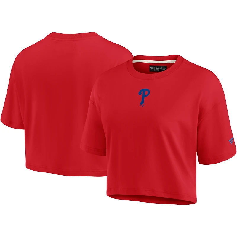 Women's Fanatics Red Philadelphia Phillies Elements Super Soft Boxy Cropped T-Shirt