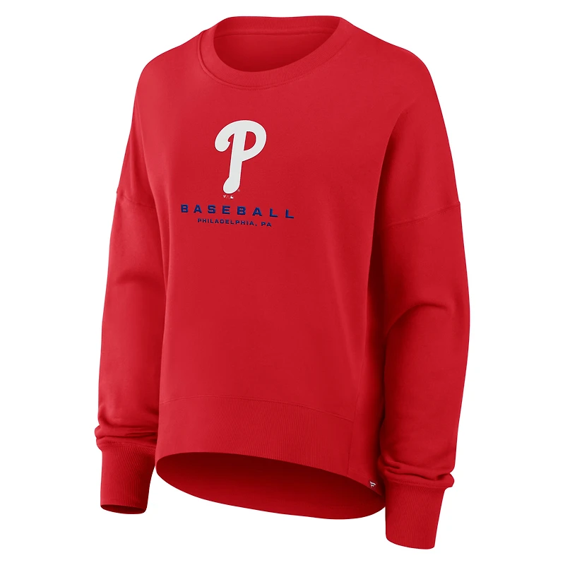 Women's Fanatics Red Philadelphia Phillies Oversized Hope Pullover Sweatshirt