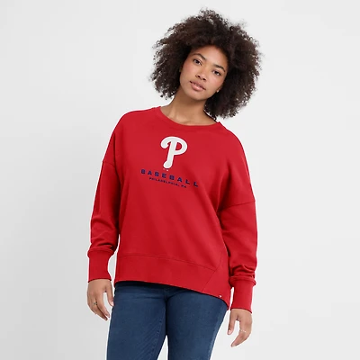 Women's Fanatics Red Philadelphia Phillies Oversized Hope Pullover Sweatshirt