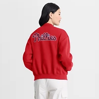 Veste zippée surdimensionnée rouge Philadelphia Phillies pour femme de Fanatics