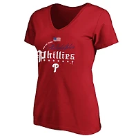 Women's Fanatics Red Philadelphia Phillies USA 250 Years Plus V-Neck T-Shirt
