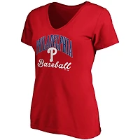 Women's Fanatics Red Philadelphia Phillies Victory Script V-Neck T-Shirt