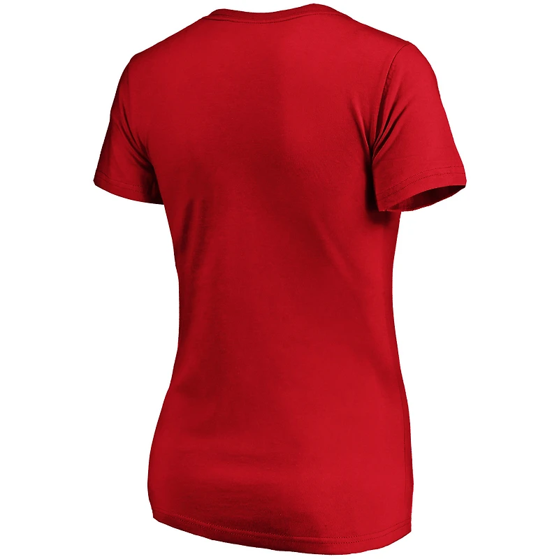 T-shirt à col en V Fanatics rouge Philadelphia Phillies Victory Script pour femmes