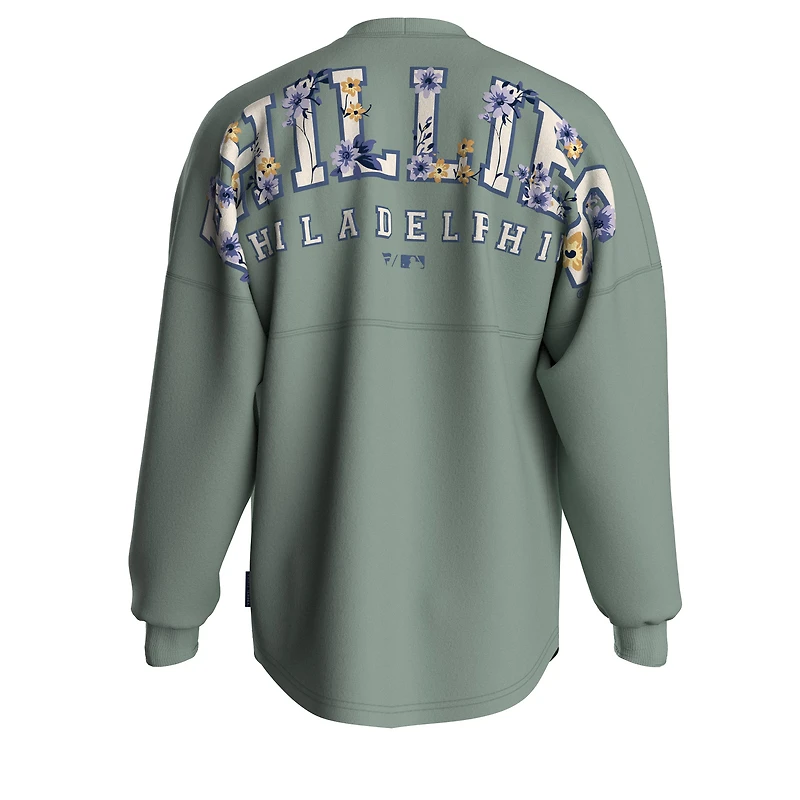 Women's Fanatics Sage Green Philadelphia Phillies Floral Spirit Jersey Long Sleeve T-Shirt