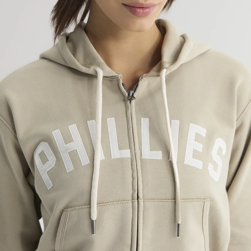 Women's Fanatics Sepia Tint Philadelphia Phillies Iconic Terry Full-Zip Hoodie