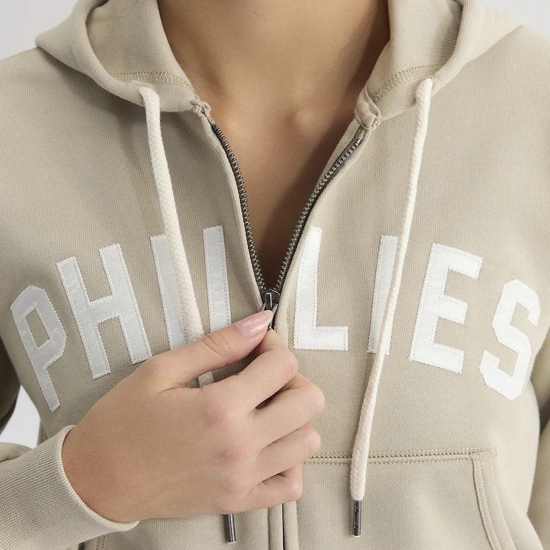 Sweat à capuche zippé Fanatics Sepia Tint Philadelphia Phillies Iconic Terry pour femme
