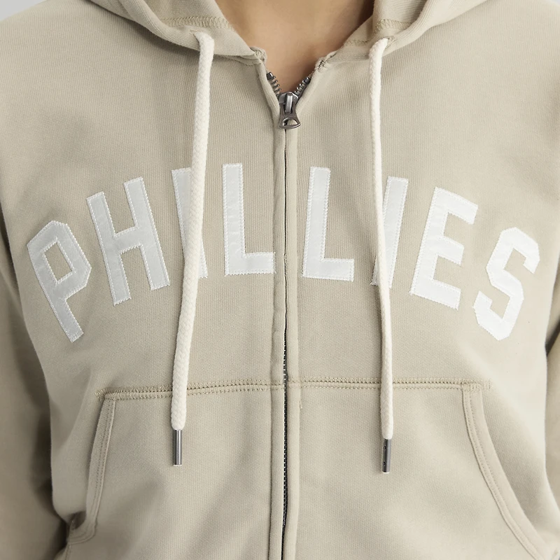Women's Fanatics Sepia Tint Philadelphia Phillies Iconic Terry Full-Zip Hoodie