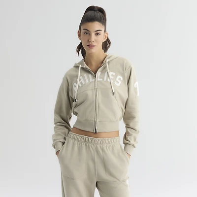 Sweat à capuche zippé Fanatics Sepia Tint Philadelphia Phillies Iconic Terry pour femme