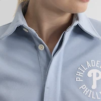 Women's Fanatics Sky Blue Philadelphia Phillies Iconic Short Sleeve Polo Sweatshirt