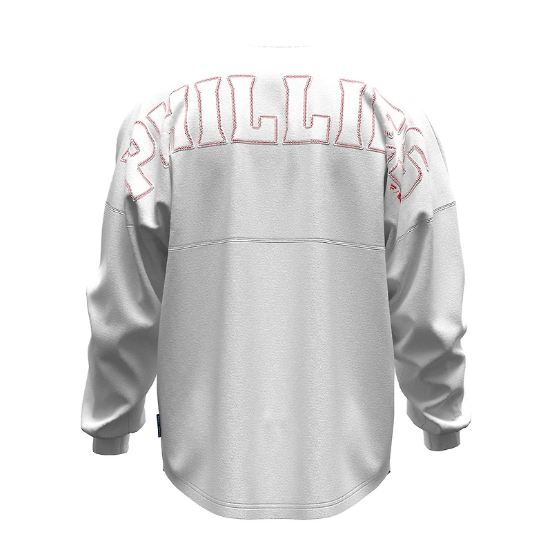 T-shirt à manches longues Fanatics blanc Philadelphia Phillies Baseball Stitch Spirit Jersey pour femmes