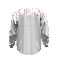 T-shirt à manches longues Fanatics blanc Philadelphia Phillies Baseball Stitch Spirit Jersey pour femmes