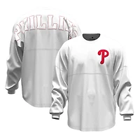 T-shirt à manches longues Fanatics blanc Philadelphia Phillies Baseball Stitch Spirit Jersey pour femmes