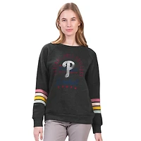 Sweat-shirt à rayures Allana pour femme G-III 4Her par Carl Banks, anthracite, Philadelphia Phillies