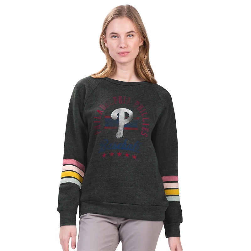Sweat-shirt à rayures Allana pour femme G-III 4Her par Carl Banks, anthracite, Philadelphia Phillies