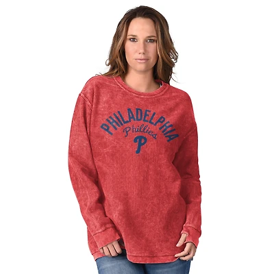 Sweat-shirt en velours côtelé confortable G-III 4Her de Carl Banks pour femme, rouge, des Philadelphia Phillies
