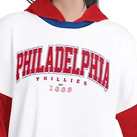 Women's G-III 4Her by Carl Banks  White/Red Philadelphia Phillies Key Player Oversized Hooded Long Sleeve T-Shirt