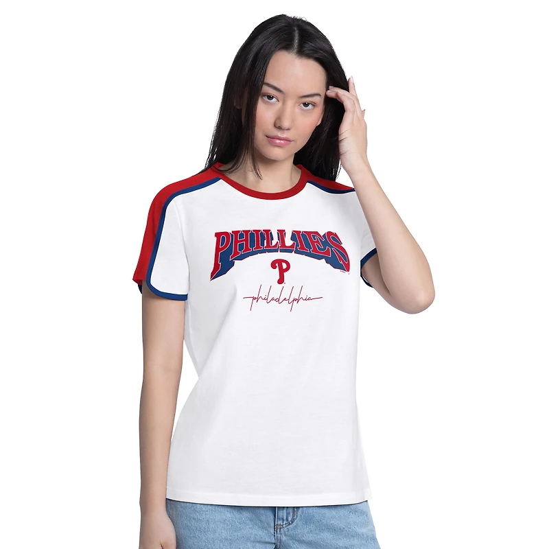 Women's G-III 4Her by Carl Banks White Philadelphia Phillies First Lane Fashion T-Shirt