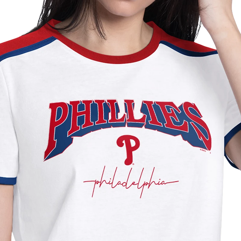 Women's G-III 4Her by Carl Banks White Philadelphia Phillies First Lane Fashion T-Shirt