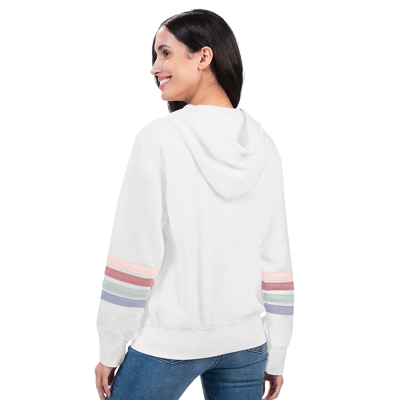 Women's G-III 4Her by Carl Banks White Philadelphia Phillies Naamah Sleeve Stripe Fleece Full-Zip Hoodie