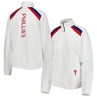 Veste de survêtement à glissière pleine longueur pour femme G-III 4Her by Carl Banks, blanc, drapeau rouge des Phillies Philadelphie