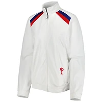 Veste de survêtement à glissière pleine longueur pour femme G-III 4Her by Carl Banks, blanc, drapeau rouge des Phillies Philadelphie