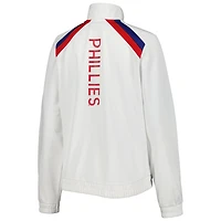 Veste de survêtement à glissière pleine longueur pour femme G-III 4Her by Carl Banks, blanc, drapeau rouge des Phillies Philadelphie