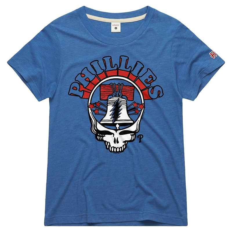 Women's Homage x Grateful Dead Royal Philadelphia Phillies Americana Tri-Blend T-Shirt
