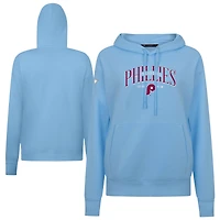 Women's Levelwear Light Blue Philadelphia Phillies  Adorn Throwback Spellout Pullover Hoodie
